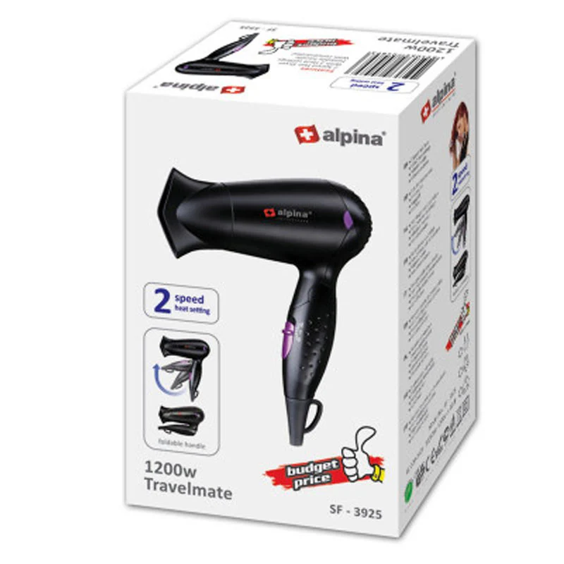ALPINA SF-3925 TRAVEL HAIR DRYER BLACK
