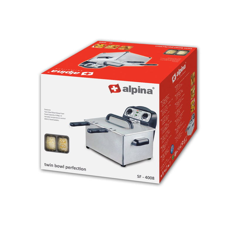 ALPINA SF-4008 SS DOUBLE DEEP FRYER NEW 3.5 Ltr