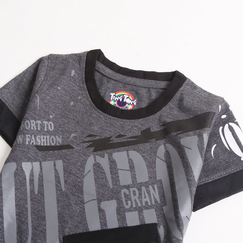 Boys Half Sleeves T-Shirt - Grey (CW17303)