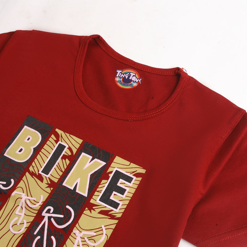 Boys Half Sleeves T-Shirt - Red (CW17308)