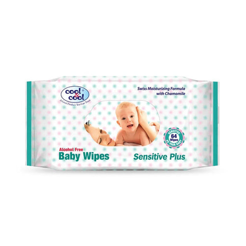 Cool & Cool Baby Wipes Sensitive Plus 64Pcs - Alcohol Free
