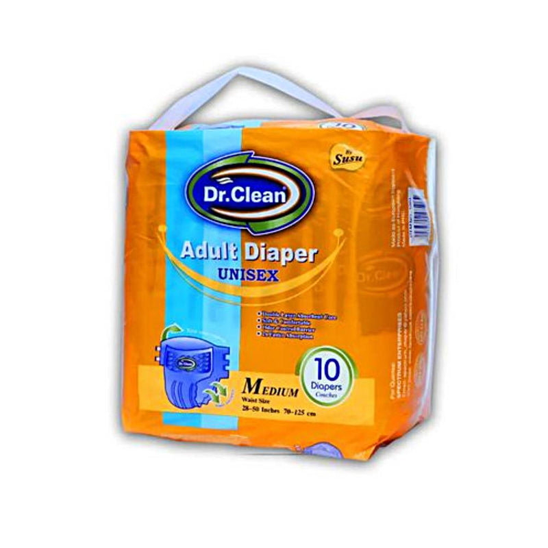 Dr Clean Adult Diapers Unisex Medium 10 Pieces