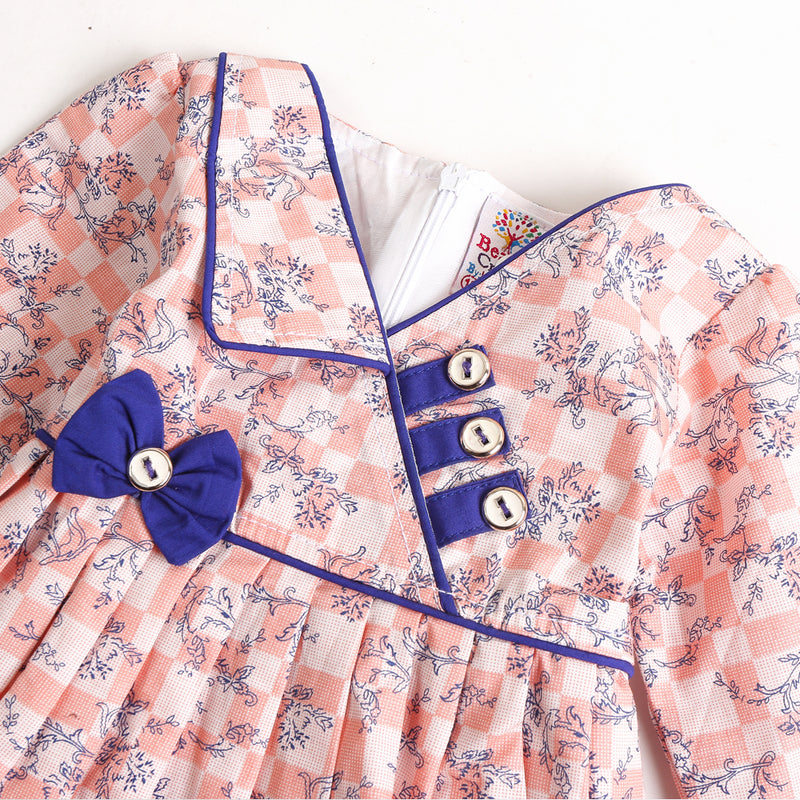 Girls Cotton Frock - Peach (CM01994)
