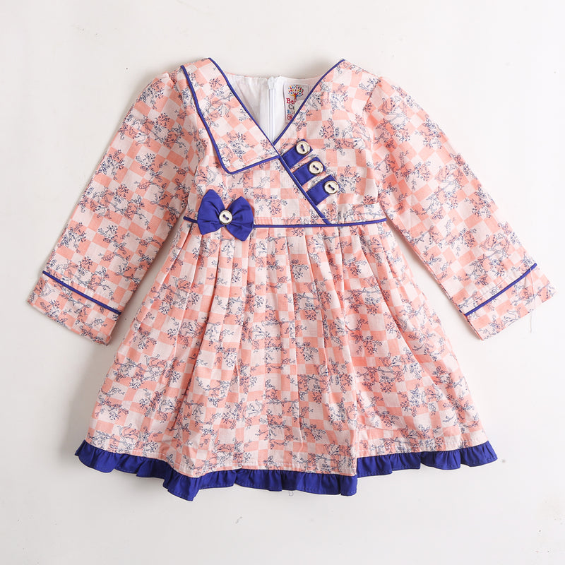 Girls Cotton Frock - Peach (CM01994)