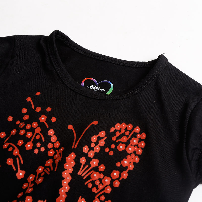 Girls Half Sleeves T-Shirt Black (CW17302)