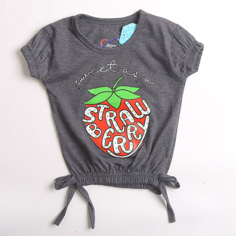 Girls Half Sleeves T-Shirt Grey (CW17302)