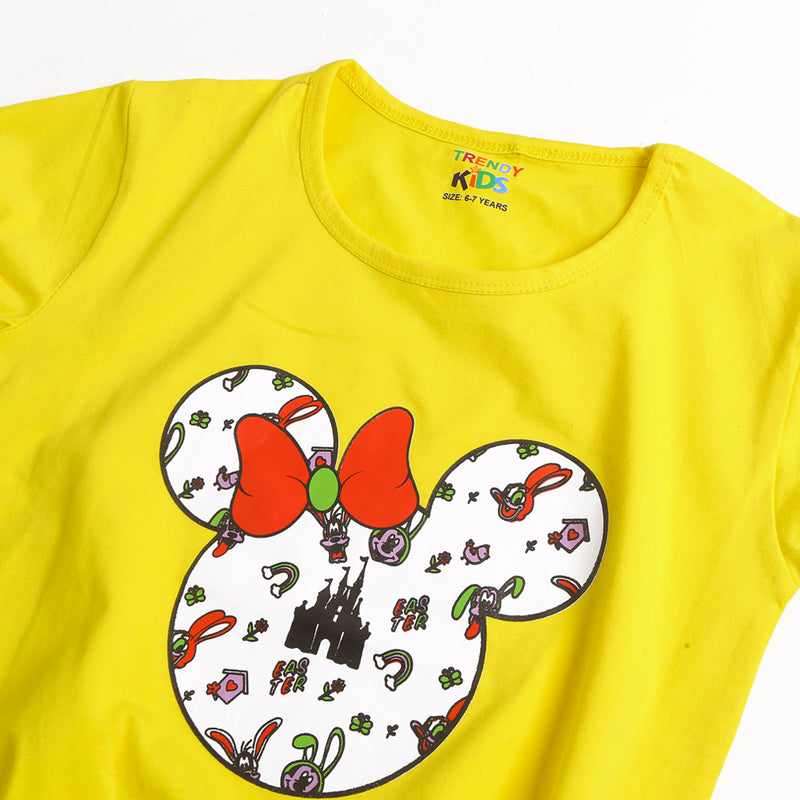 Girls Half Sleeves T-Shirt Yellow (CW17305)