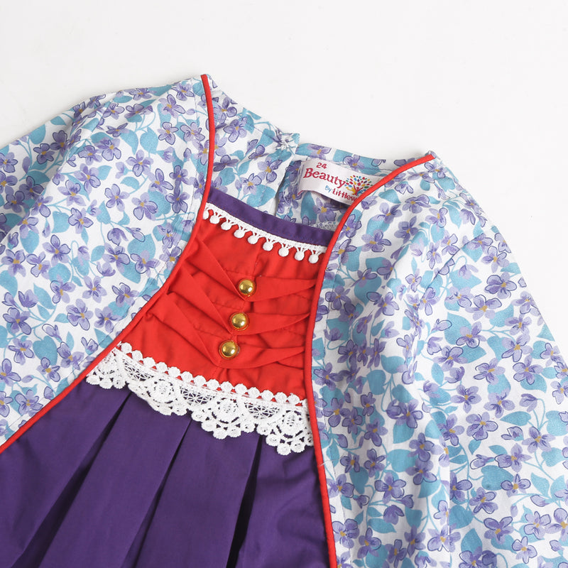 Girls Printed Cotton Kurti - Purple (CM01269)