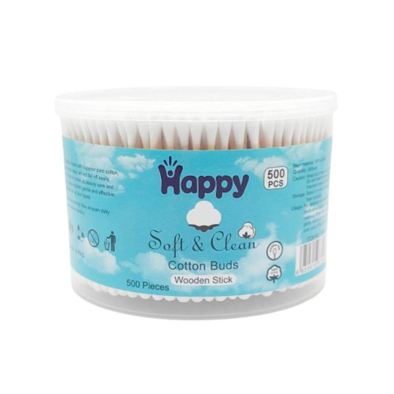 Happy Cotton Buds 500s Plastic Stick