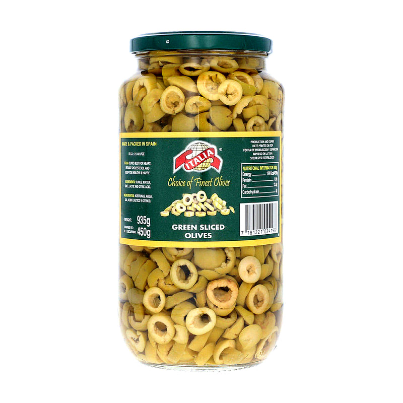 Italia Green Olives Sliced 935g