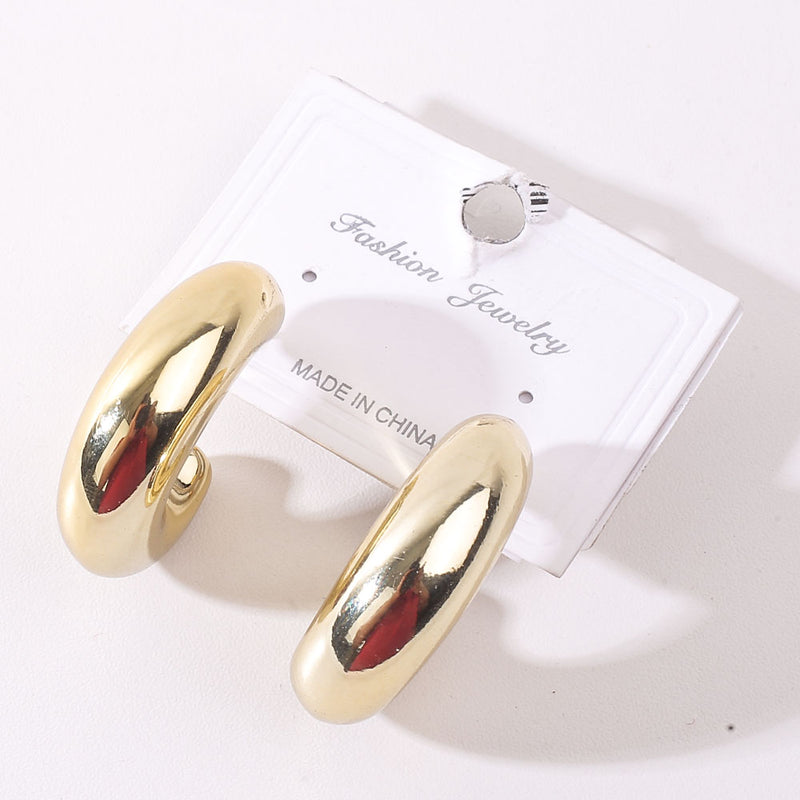 Golden Earrings Hoop Studs Modern Design Tops