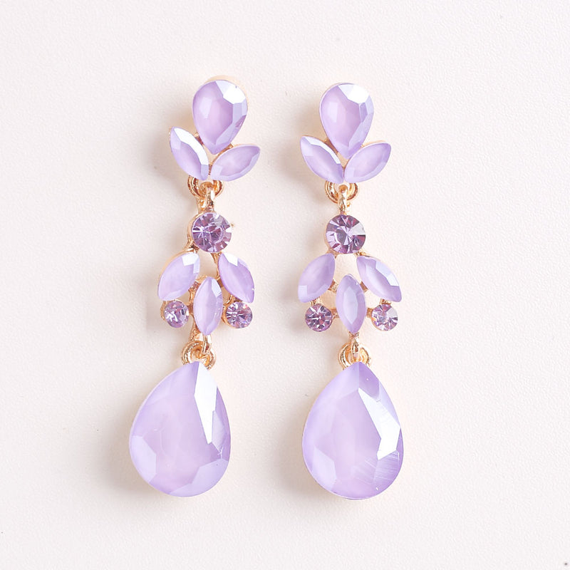 Bridal Opal EARRINGS, Opal teardrop Light Purple