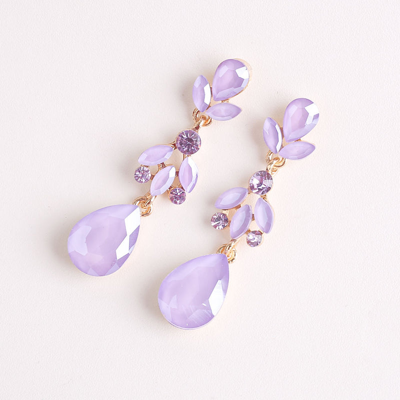Bridal Opal EARRINGS, Opal teardrop Light Purple