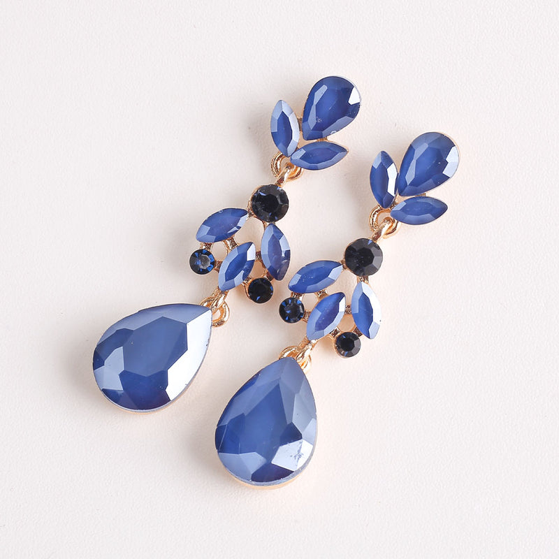 Bridal Opal EARRINGS, Opal teardrop Royal Blue