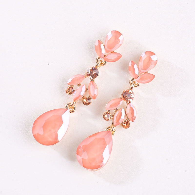 Bridal Opal EARRINGS, Opal teardrop Tea Pink