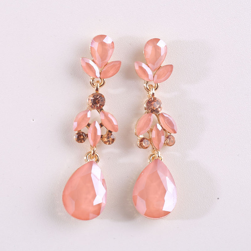 Bridal Opal EARRINGS, Opal teardrop Tea Pink