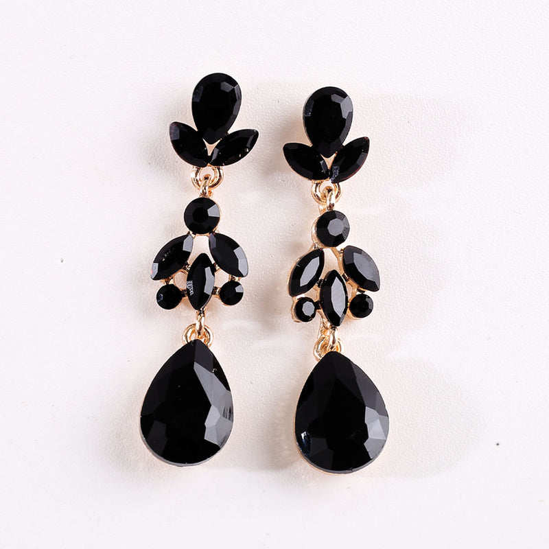 Bridal Opal EARRINGS, Opal teardrop Black