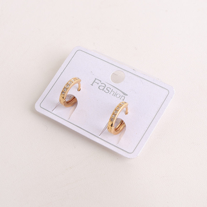 Minimalist Round Stud Hoop Earrings - Golden (850)