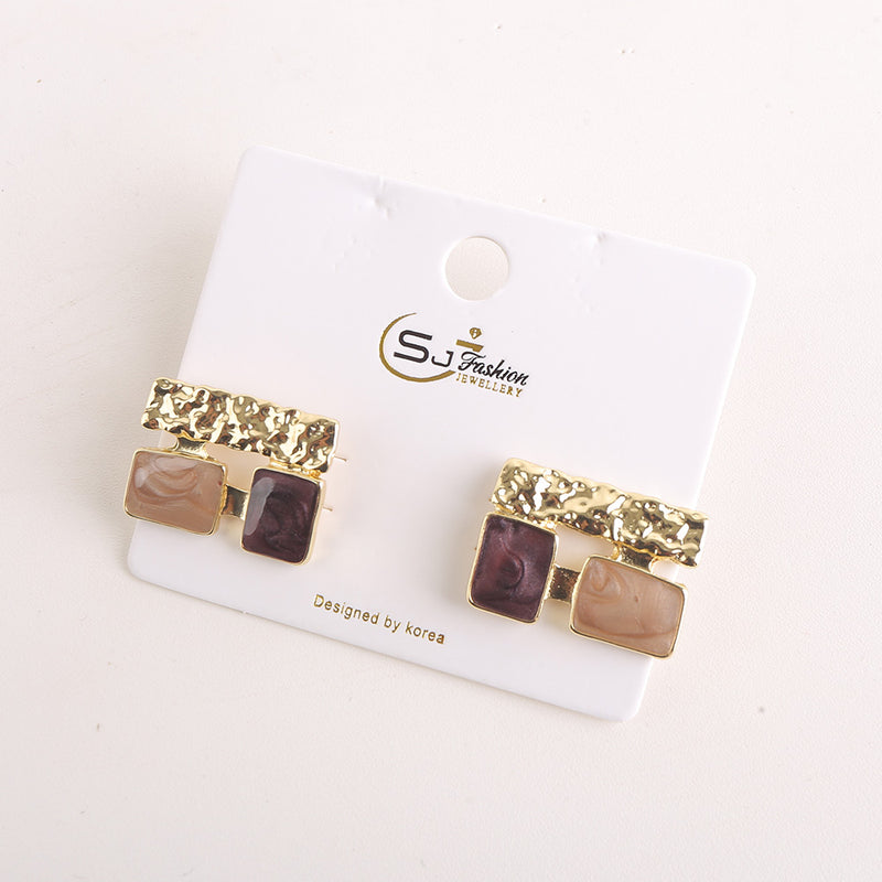 Multicolor Square Stud Earrings B/T (709)
