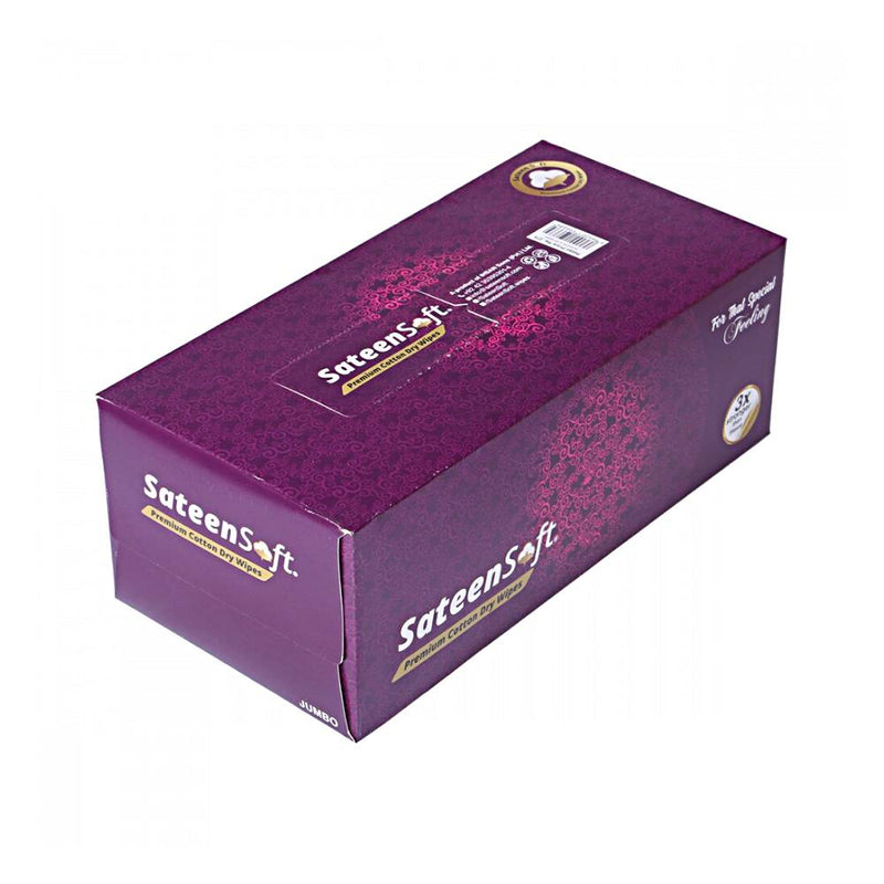 Sateen Soft Jumbo Purple Wipes Tissue 115 Pulls Box