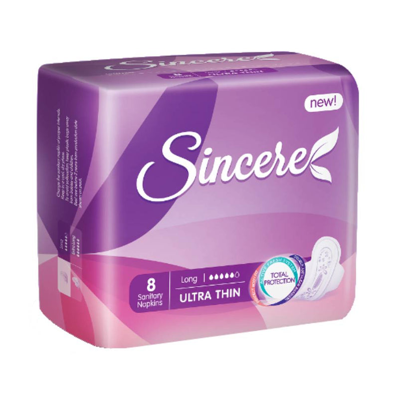 Sincere Sanitary Napkins Ultra Thin Long 8s
