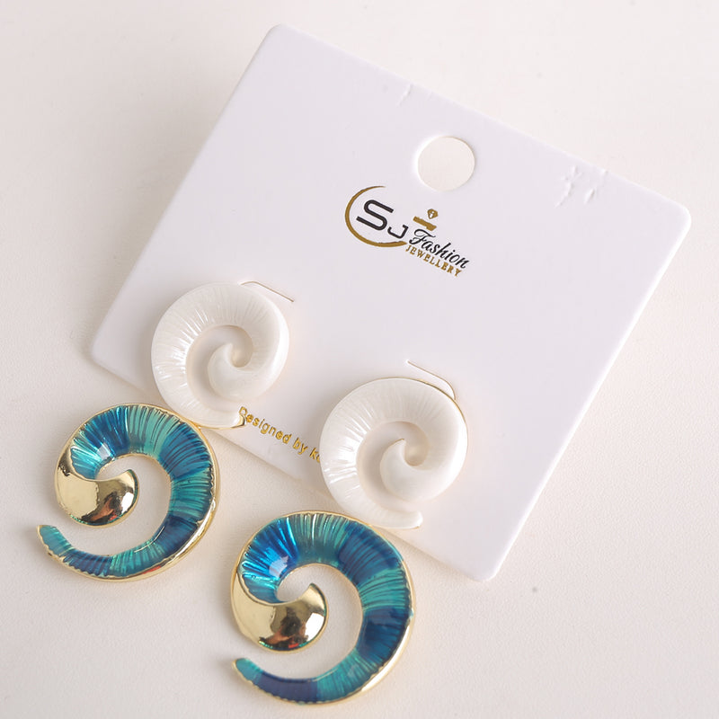 Spiral Zirkon Earrings - Blue