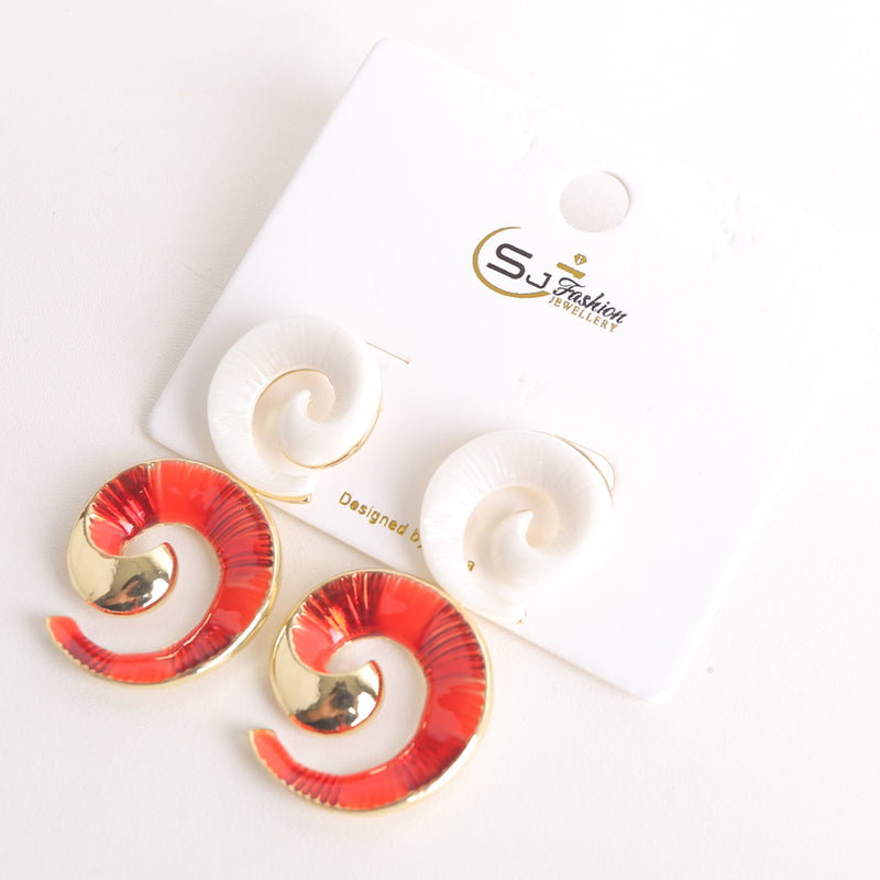 Spiral Zirkon Earrings - Red