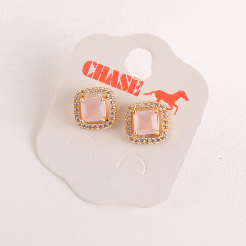 Square Stone Stud Tops - Pink (855)