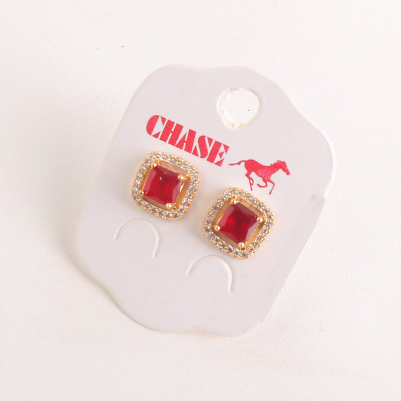 Square Stone Stud Tops - Red (855)