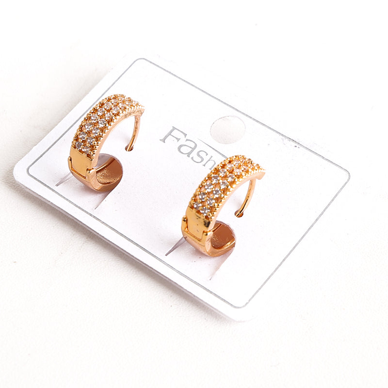 Zircon Hoop Earrings Golden - A4