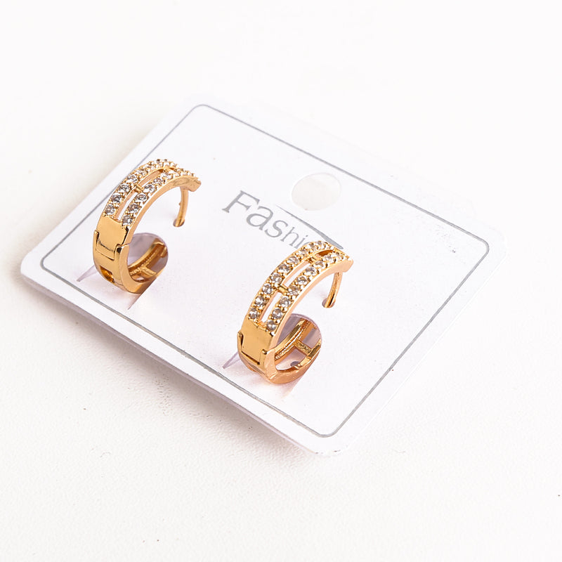 Zircon Hoop Earrings Golden