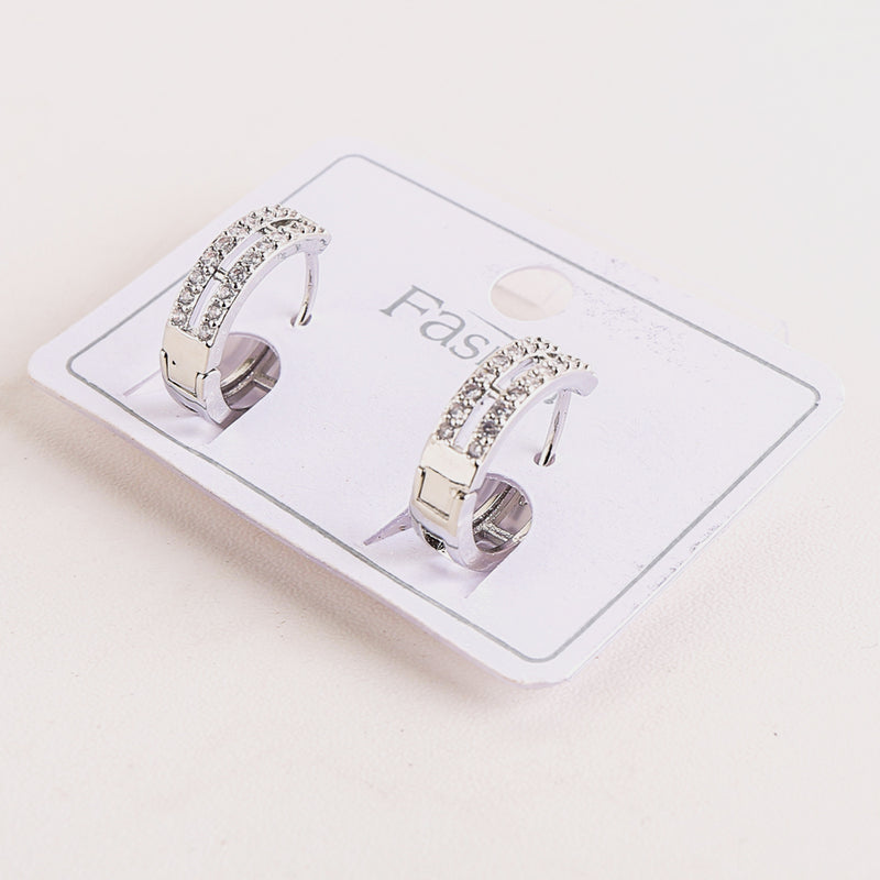 Zircon Hoop Earrings Silver
