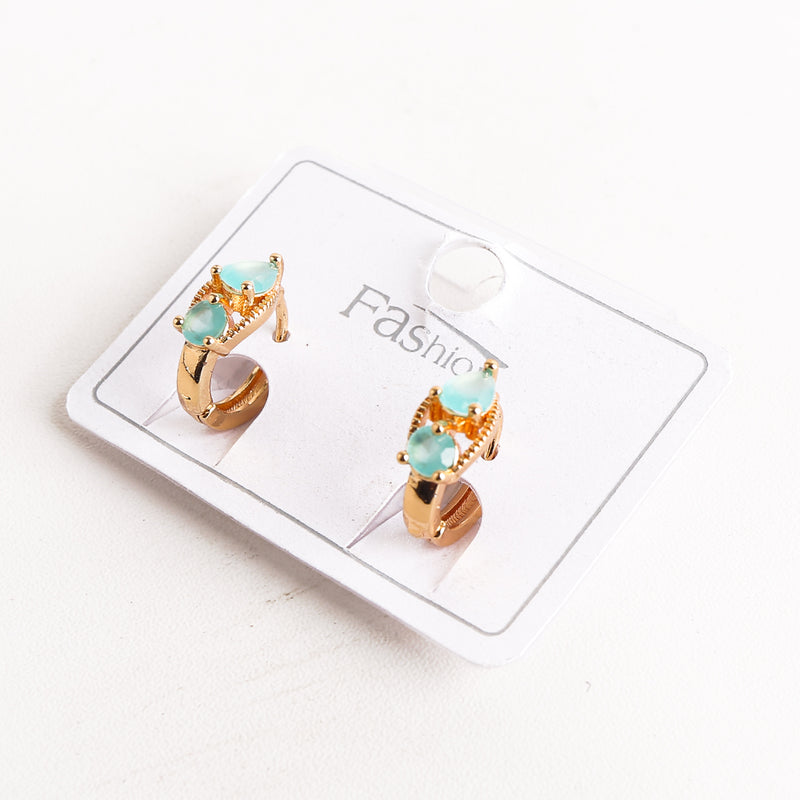 Zircon Stud Golden Earrings - Blue