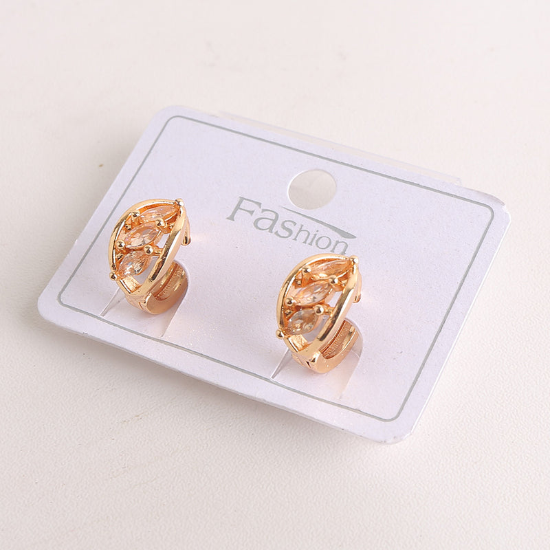 Zircon Stud Golden Earrings - Copper (094)