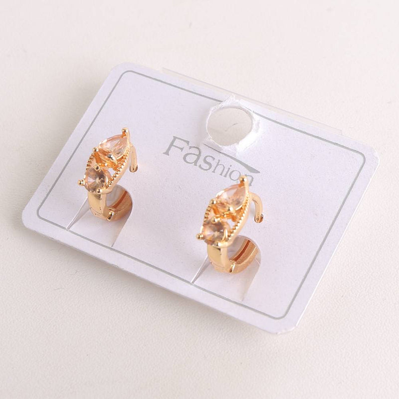 Zircon Stud Golden Earrings - Light Copper