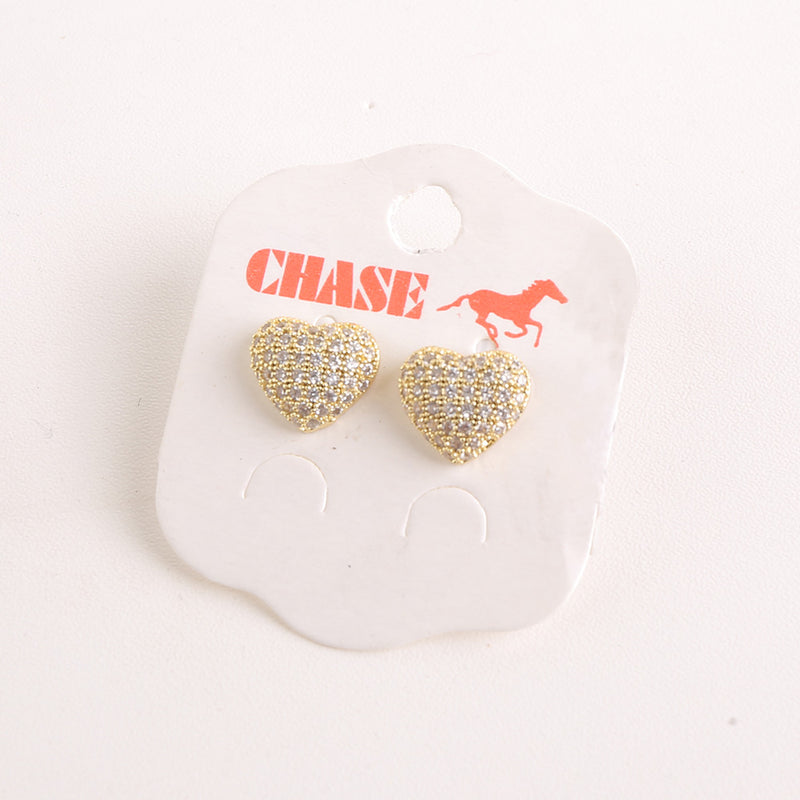 Zircon Stud Vintage Heart Gold Tops (856)