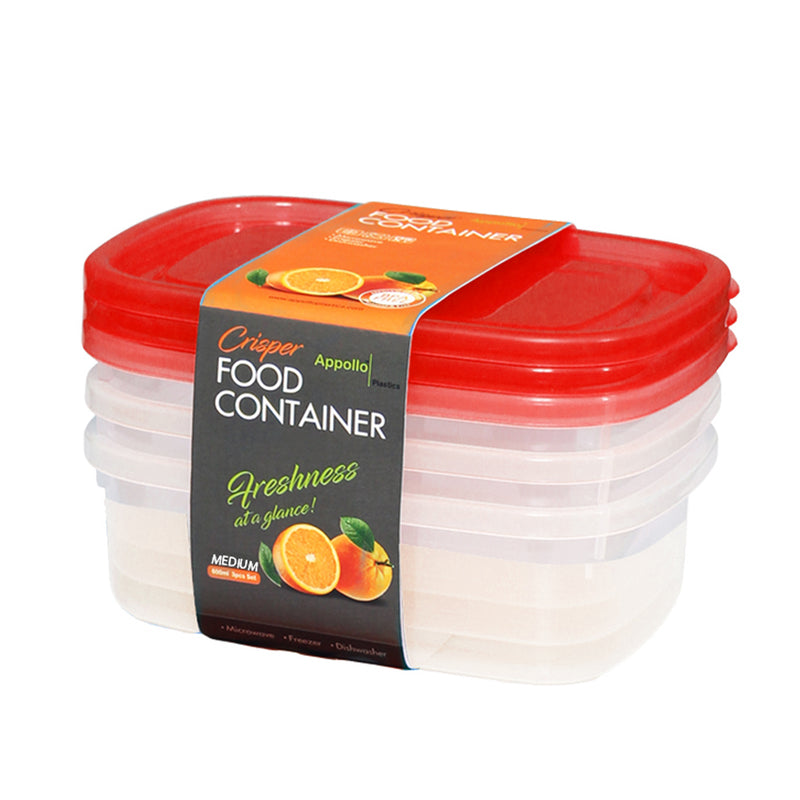 Crisper Small Food Container 3 Pcs - Red