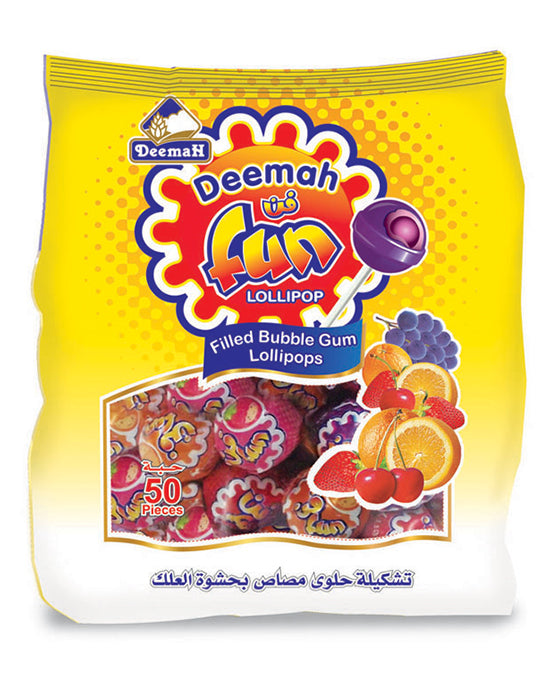 Deemah Fun Filled Bubble Gum Lollipops 15s