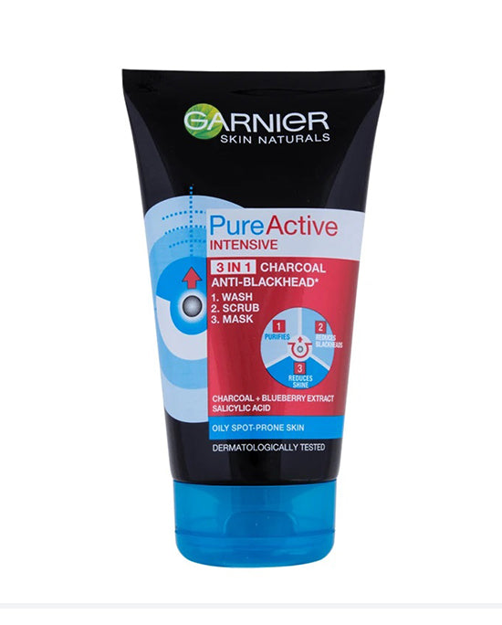Garnier Face Wash Pure Active Charcoal 3in1 50ml