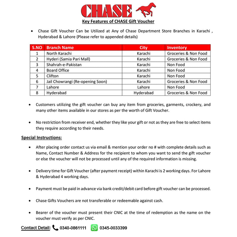 Chase Gift Voucher 22
