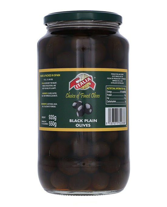 Italia Black Olives Plain 935g
