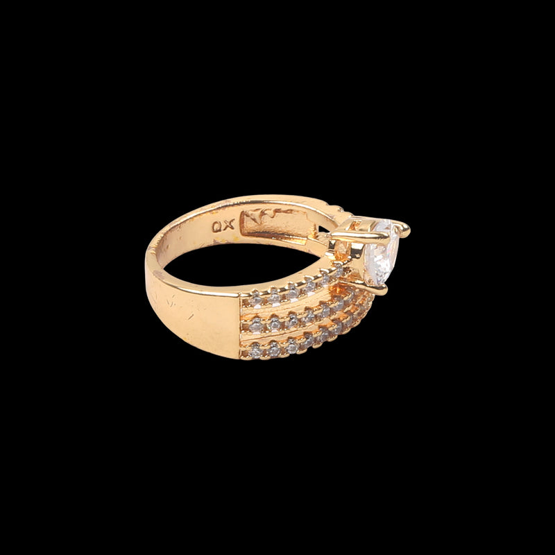 Fancy Big Colour Stone Ring - Golden
