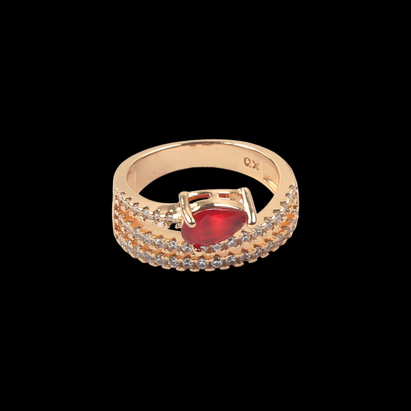 Fancy Big Colour Stone Ring - Maroon