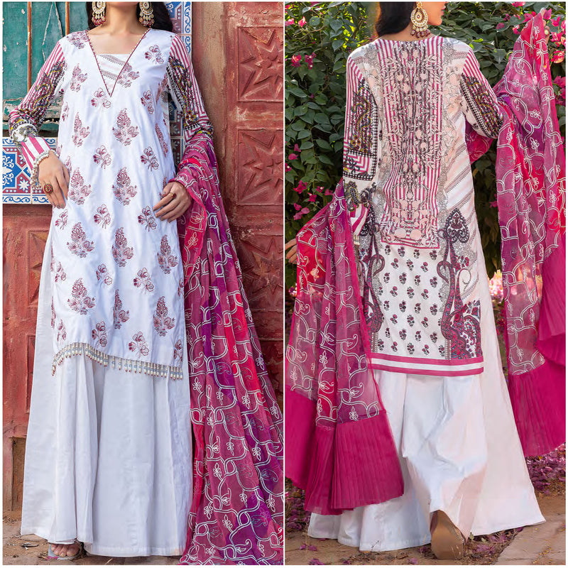 Faustina Festive Embroidered Lawn 3 Piece Unstitched Suit - 2A