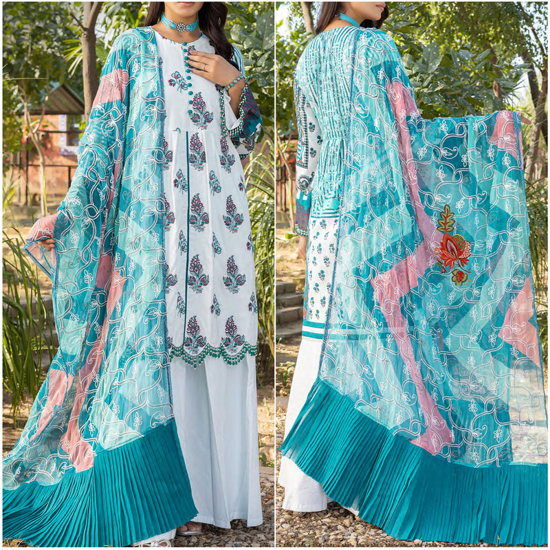 Faustina Festive Embroidered Lawn 3 Piece Unstitched Suit - 2B