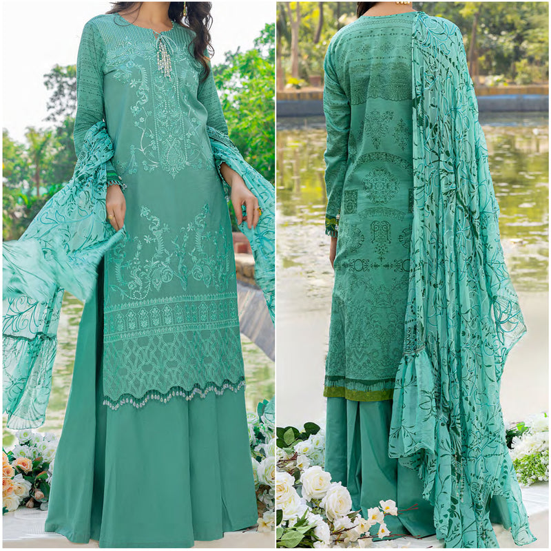 Faustina Festive Embroidered Lawn 3 Piece Unstitched Suit - 3B