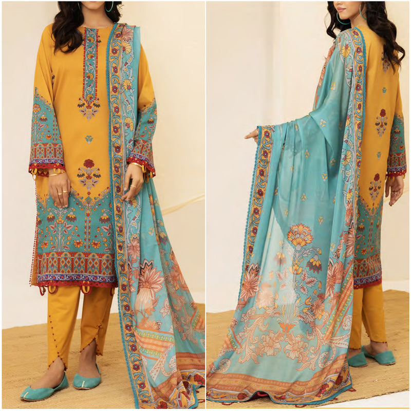 Tabeer Printed Lawn 3 Piece Unstitched Suit - 01