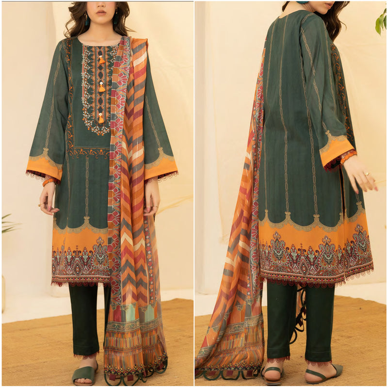 Tabeer Printed Lawn 3 Piece Unstitched Suit - 02