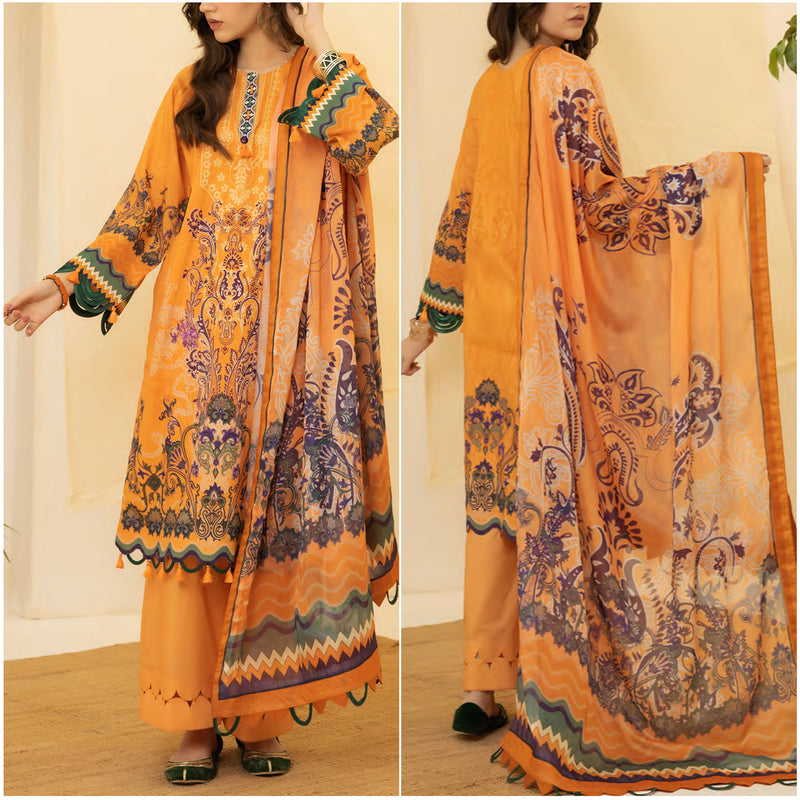 Tabeer Printed Lawn 3 Piece Unstitched Suit - 04