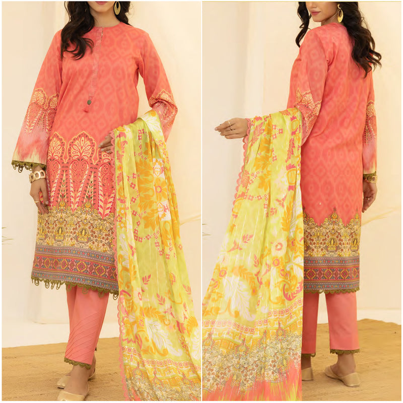 Tabeer Printed Lawn 3 Piece Unstitched Suit - 06